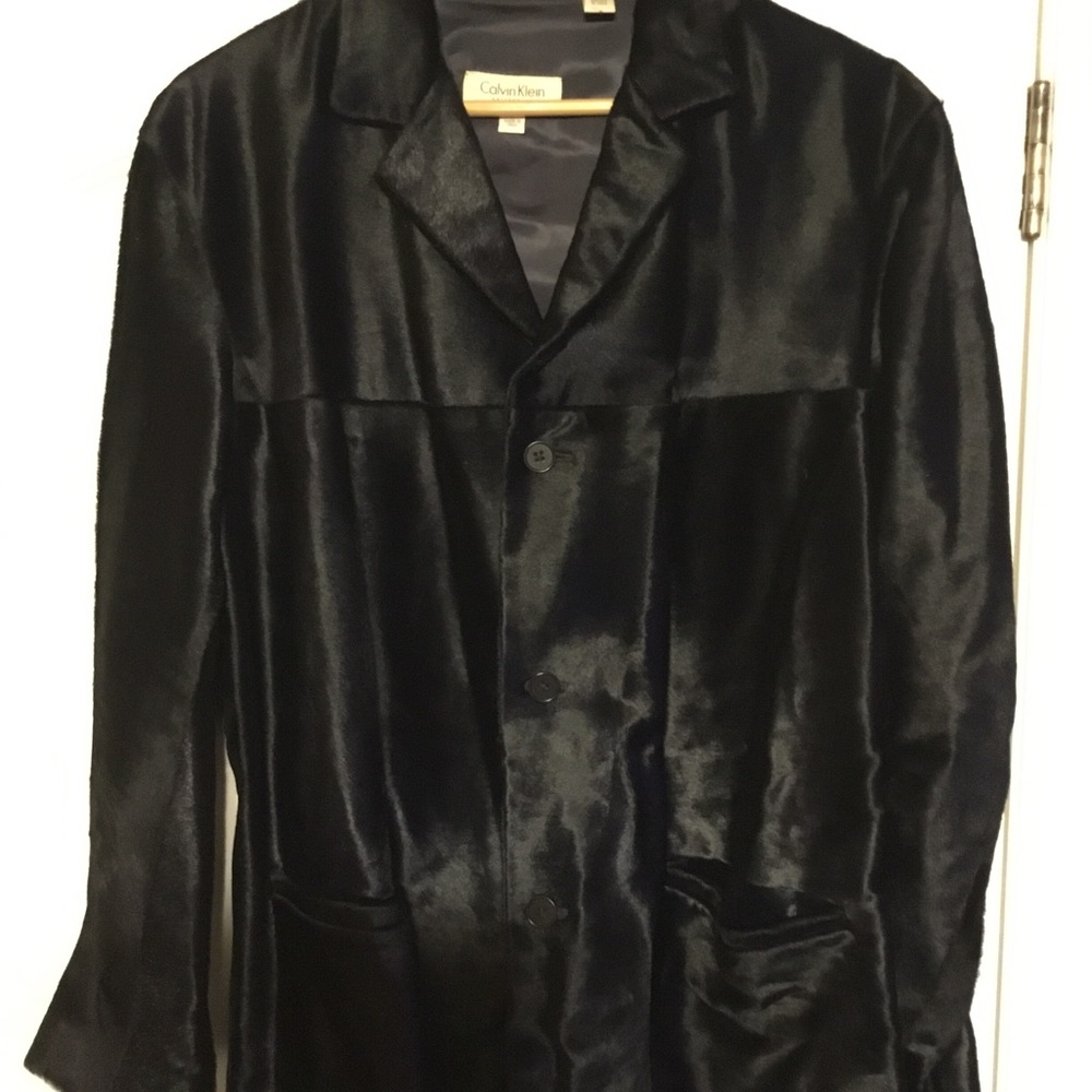 Calvin Klein pony hair calfskin leather jacket Runway piece made in Italy